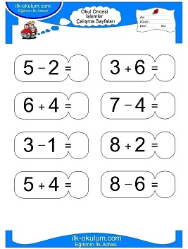 Çocuklar İçin toplam işlemi yaprak testleri 